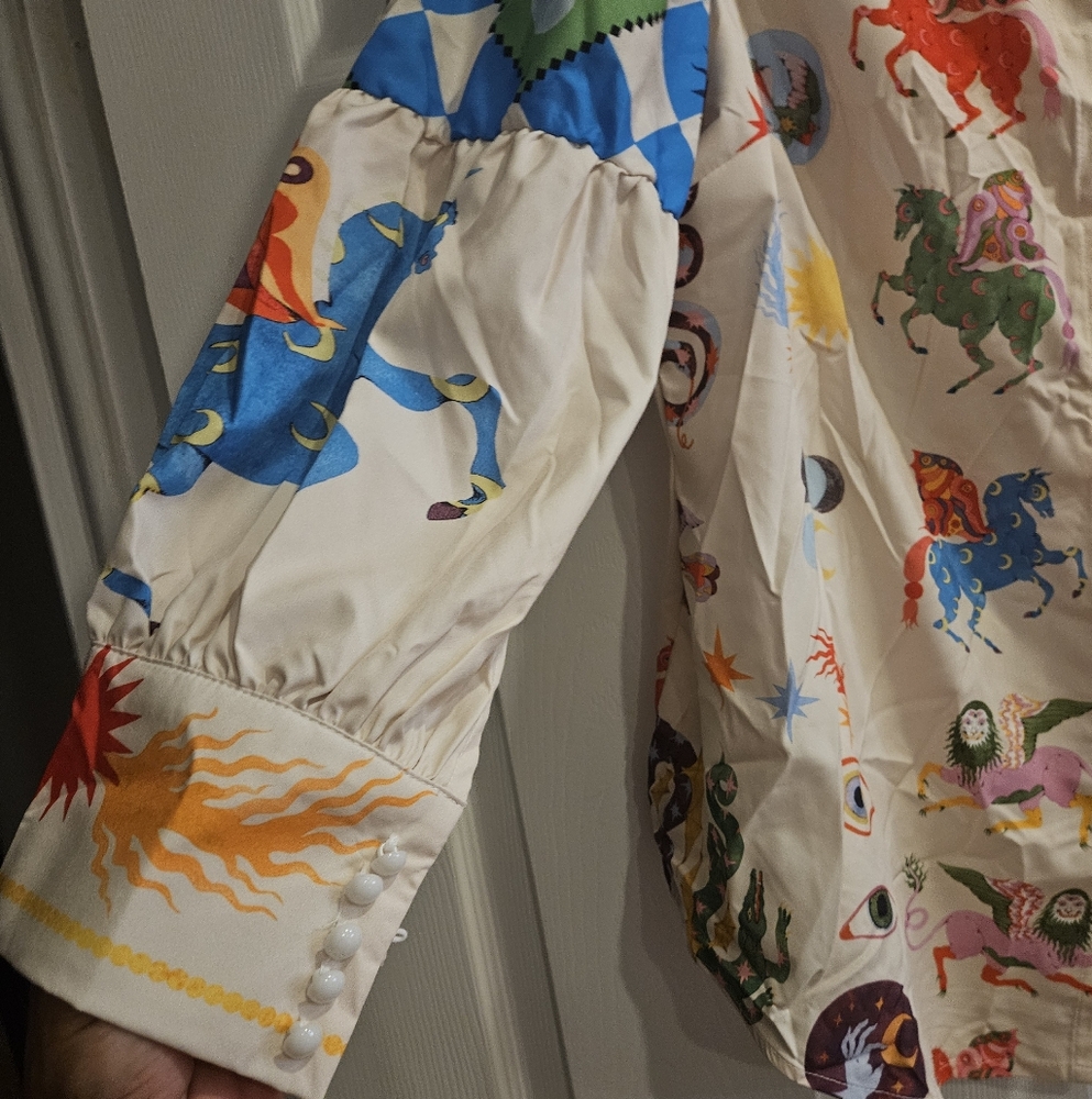 Colorful Patterned Button-Up Shirt - Picture 2 of 10